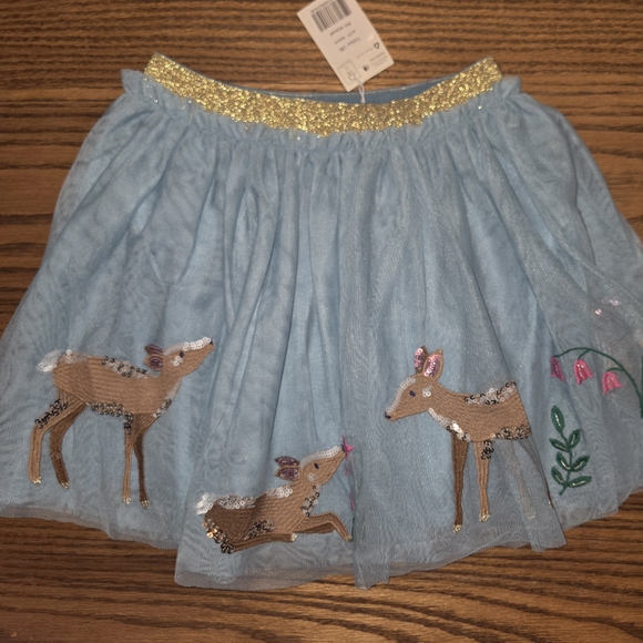 Mini Boden Other - Boden Blue Skirt with Deer Embroidery